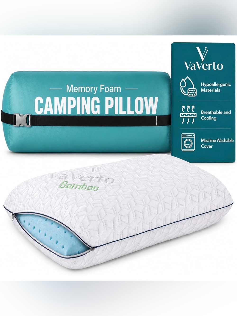 Small Memory Foam Bed Pillow for Camping